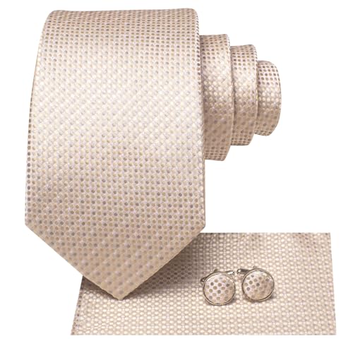 Image of Hi-Tie Father and Son Tie Set Striped Plaid Ties for Men and Boys Silk Necktie Pocket Square Set for Wedding Gifts