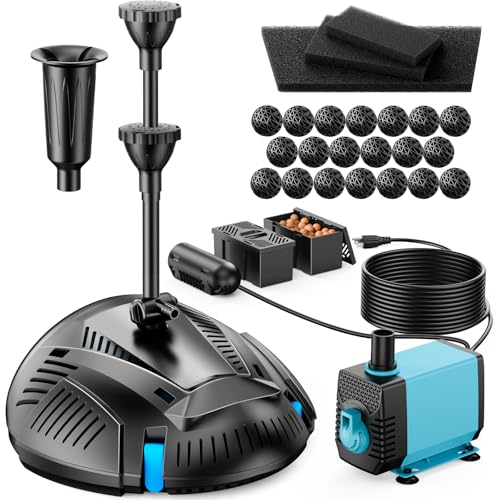 Antfraer Pond Filter with U-V Clarifier & 660GPH Fountain Pump Kit - Pond Filter Box for 1180 Gallon Outdoor Ponds Koi Ponds Waterfalls & Aquariums (Corded Electric)