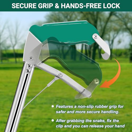 Image of Snake Collapsible Grabber Tool, 50 inch Snake Tongs Stick Professional Extra Heavy Duty Reptile Catcher Grabber Wide Jaw Handling Tool with Lock, Non-Slip Grip for Safe Snake Handling Rattlesnake Catching
