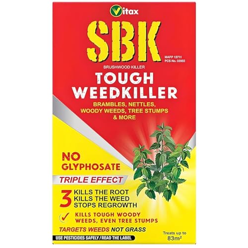 HOCHSTE SBK Brushwood Killer Tough Weedkiller for Brambles Nettles Woody Weeds & Tree Stumps Kills the Root & Weed Not Grass Prevents Regrowth Glyphosate-Free Solution (250ML)
