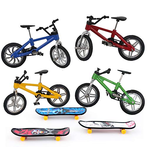7 Pcs Mini Finger Skateboards and Bikes, Cool Sports Finger Skateboards Finger Bicycle Accessories Toy Creative Game Gifts