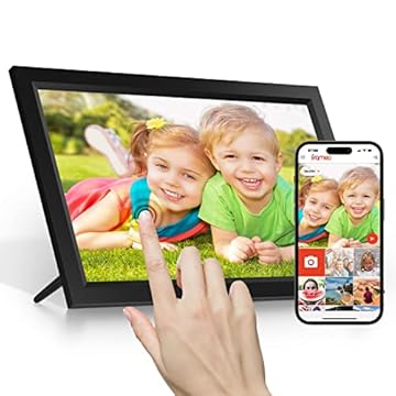 Frameo Cornice digitale Wi-Fi Tibuta da 15,6 pollici, touch screen IPS 1366 x 768, cornice elettronica, rotazione automatica, montaggio a parete, può visualizzare foto e video tramite APP