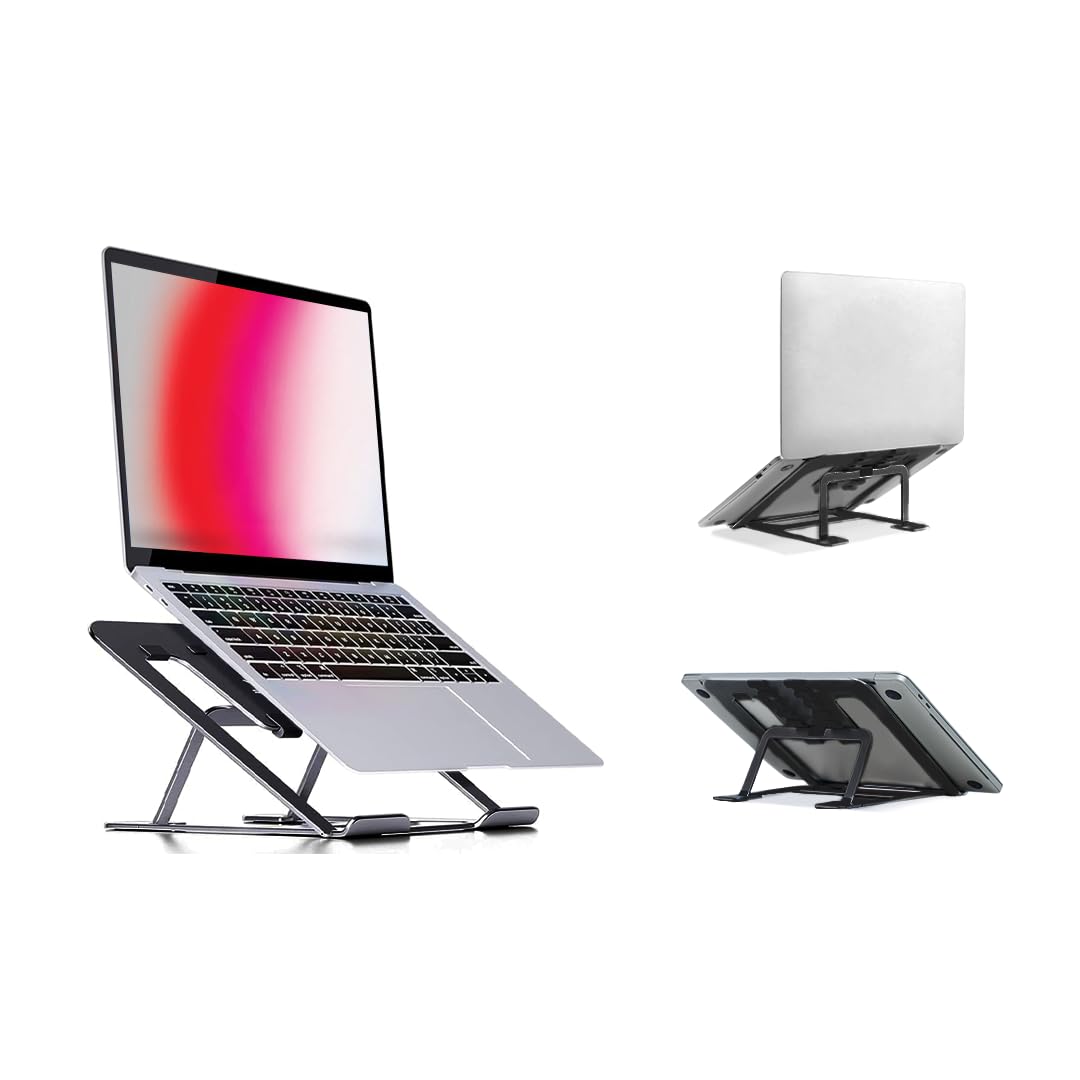 NAVO Portable Laptop Riser | 6 Level Height Adjustable Ergonomic Laptop Stand for Home Office | Universally Compatible | (Medium, BLACK)