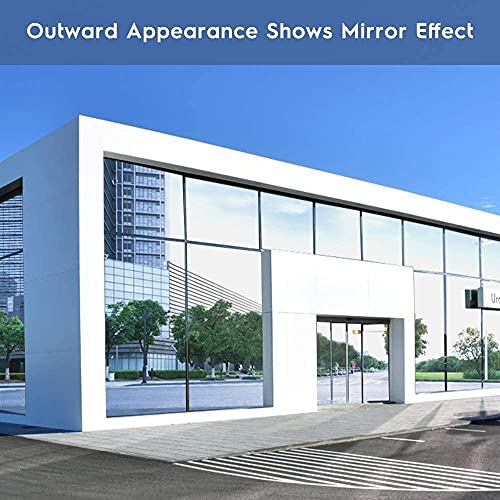 Image of WISDOM Window Privacy,One Way Mirror Film Daytime Anti UV Sun Blocking Heat Control Reflective Film Decorative Static Cling Home Office Living Room (20in x 10Feet, Silver Film)