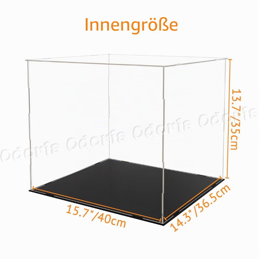 Odoria Vitrine Klare Kasten: 40 cm Breit für Helme, Schiffe, Flugzeuge - Acryl-Glas-Schutz für 12-Zoll-Figuren - Transparente Lagerung für Modell-Sammlerobjekte, Montage Erforderlich
