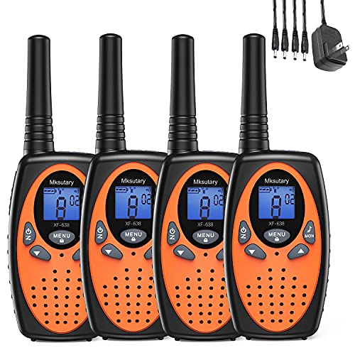 Walkie Talkies 4 Pack Kids Long Range Rechargeable Walkie Talkies 22 CH 3 Miles High Sound Quality 2 Way Radios Walkie Talkies for Kids Boys Girls Camping Hunting Car Cruise
