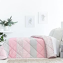 Colchas Bouti Carrefour Barceló Hogar - Edredon Comforter Reversible Eva, Color Único, Cama 90 cm, Medida 180x270 cm, Edredón Estampado Flores, Esquinas Redondas