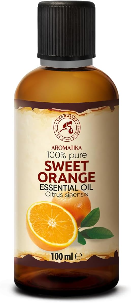 Orange Essential Oil 3.4 Fl Oz - Citrus Sinensis - Brazil - 100% Pure - for Good Sleep - Beauty - Bathing - Body Care - Wellness - Cosmetics - Relaxation - Massage - Spa - Room Fragrance