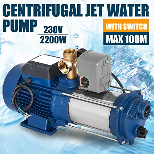 2200 W centrifugaalpomp tuinpomp - roestvrij staal centrifugaalpomp, huiswatervoorziening, tuinpomp, aansluitdoos met schakelaar en netaansluiting (9600 l/u, 2850 tpm, IP44) - Image 3