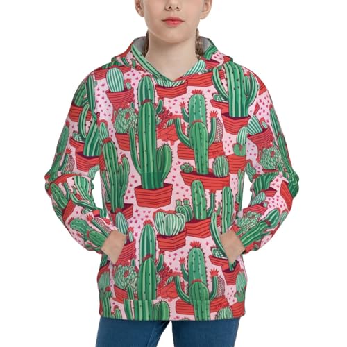 Colorful Cactus Kid Hoodies Boys Sweatshirts Girls Pullover with Pocket