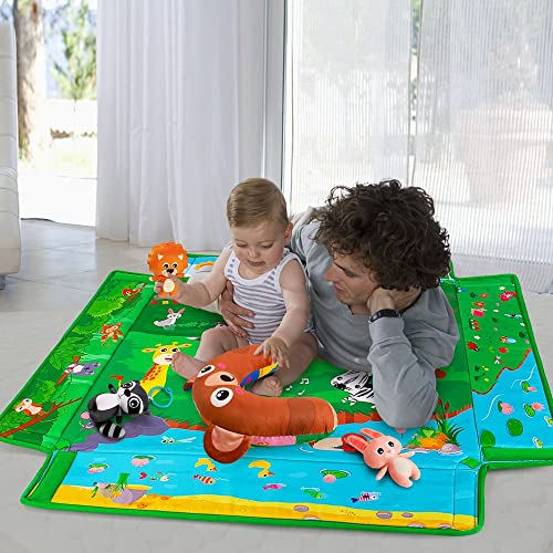 Teytoy Tummy Time Mat, 5-In-1 Baby Gym Activity Play Mat, Baby Mirror, Baby Toys,Tummy Time Pillow For Baby Motor Skills Development #TOP1