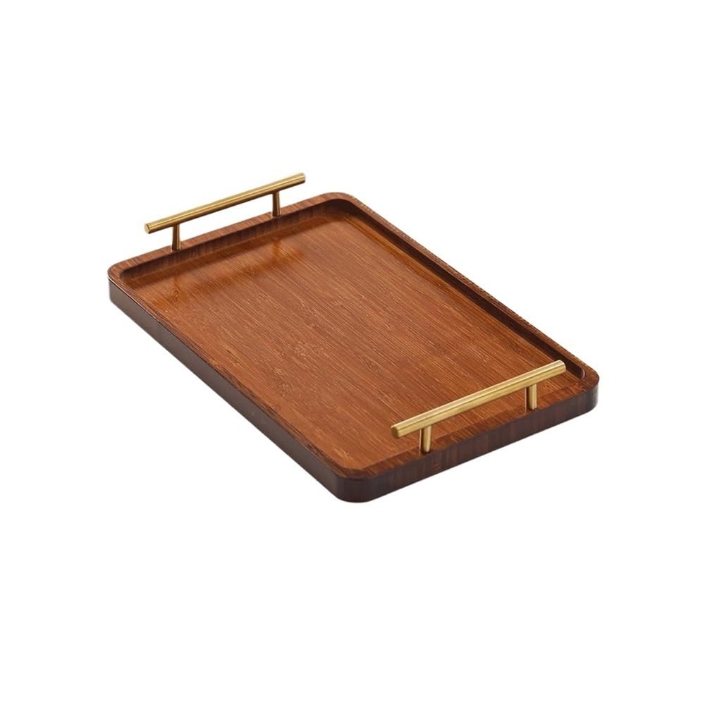 HPTHLY Serving Tray Bamboo And Wood Tray Rectangular Household Dinner Plate Wooden Fruit Dim Sum Tray Hotel Tea Tray With Handle Commercial Tray Decorative Tray