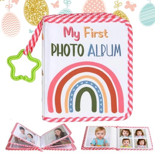 Streysisl Álbum de fotos para bebé, libro de recuerdos de bebé, con gancho de estrella, impresión de arco iris para revelación de género, fiesta de revelación de género, día de la madre, despedida de