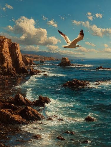 �r�[�` �������G �����L�b�g�h��G ��h�� DIY�G �f�W�^�����G ���i �p�^�[���f�U�C��, �y�C���g�o�C�i���o�[ ���S�Ҍ��� �ȒP paint by numbers �u���V�ƃA�N�����G�̋��, �z�[�� �I�t�B�X���� 30X40cm, Model 125