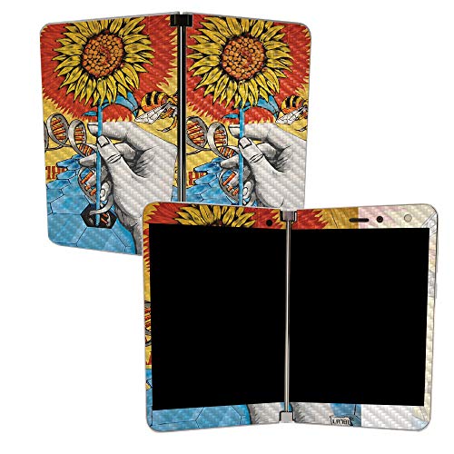 Image of MightySkins Carbon Fiber Skin for Microsoft Surface Duo - Sunflower DNA | Protective, Durable Textured Carbon Fiber Finish | Easy to Apply | Made in The USA