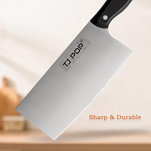 Miniatura 45 de TJ POP Cuchillo de chef chino, cuchillo de acero inoxidable de 7.5 pulgadas con mango ergonómico, cuchillo de cocina ultra afilado para el hogar