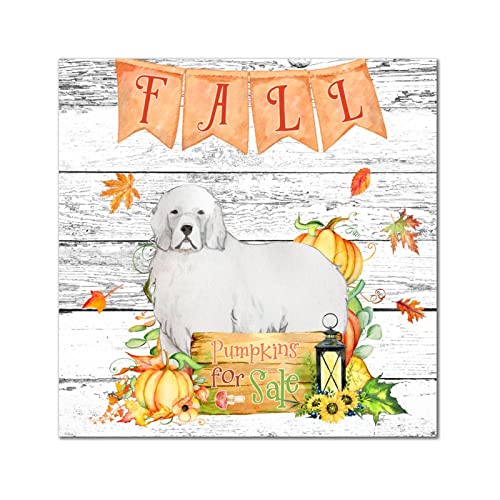 Plaque murale en bois Fall Pumpkins et Husky décoration rétro de 30,5 cm - 2
