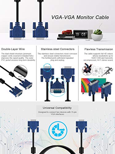 LS LAPSTER Quality Assured Male to Male VGA Cable 1.5 Meter, Support Monitor/PC/LCD/LED, Plasma, Projector, TFT (LST-VGACBLE-1.5M) LS LAPSTER Quality Assured Male to Male VGA Cable 1.5 Meter, Support Monitor/PC/LCD/LED, Plasma, Projector, TFT (LST-VGACBLE-1.5M)