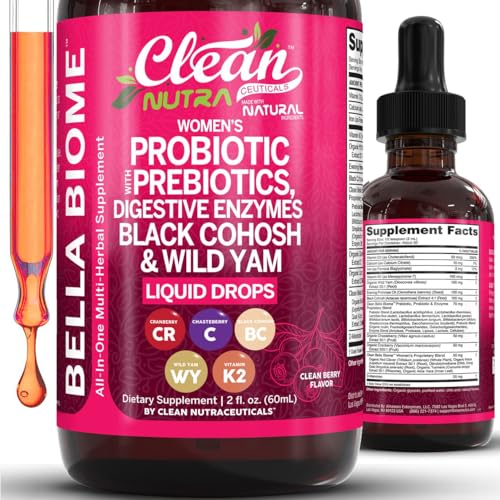 Liquid Probiotics for Women Drops with Chasteberry, Black Cohosh, Prebiotics, Digestive Enzymes,...