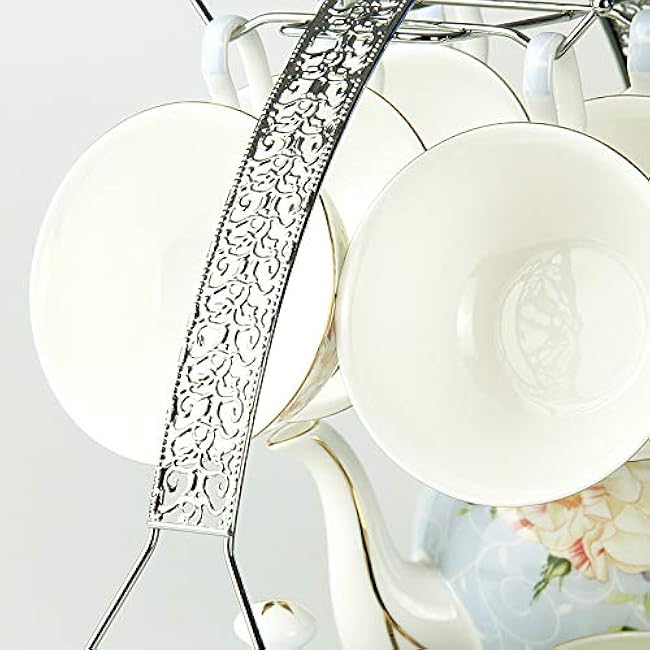 Mug Holder Coffee Cup Holder Stand Dishes Organizer Wrought Iron Mug Drainer Storage Drying Rack for Counter Cabinet Table Kitchen Restaurant Office (Silver A)