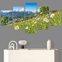 SIGNWIN 5 Panel Canvas Wall Art Modern Art Multicolor Nature Photography Relax/Calm Romantics Waterfall for Home Decorations Ready to Hang - 60