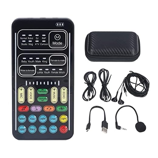 I9 - Juego de cambiador de voz multifunción portátil y mini tarjeta de sonido para computadora de grabación de ancla de juegos (versión en inglés)