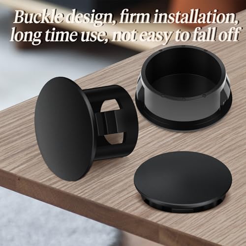 Image of 300PCS 1 /4 inch Plastic Plugs Hole, Black Round PA66 Plug Furniture Hole Decorative Cover