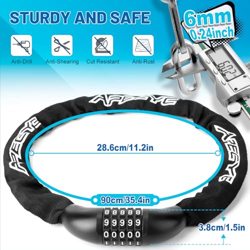 image for APECYC Bike Chain Lock 5 Digit Combination Bike Locks Heavy Duty Anti 