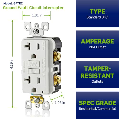 Image of Leviton Slim GFCI Outlet, Tamper-Resistant, 20 Amp, GFTR2-E, Black