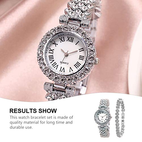 ساعة من بالاكو للنساء، بمينا فضية وسوار فضي، عرض تناظري، مرصعة بأحجار الراين