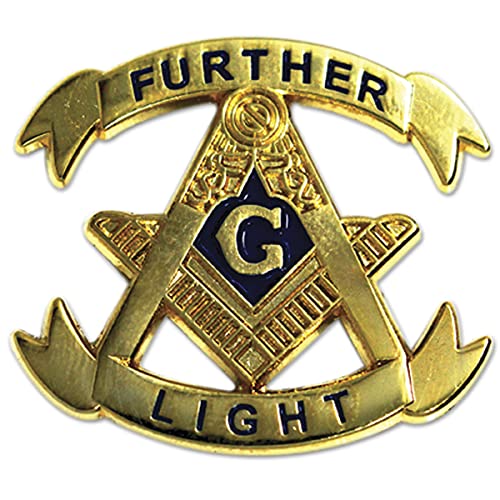 Further Light Square & Compass Masonic Lapel Pin - [Gold & Black][1 1/8'' Tall]