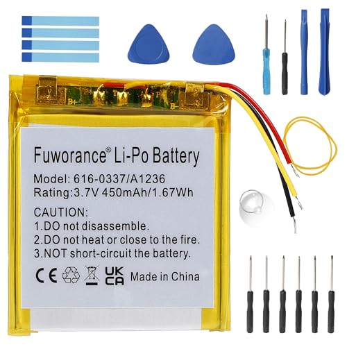 Fuworance 450mAh 3.7V A1236 616-0337 Batterie Compatible avec iPod Nano 3rd G3 4GB 8GB 616-0311,...