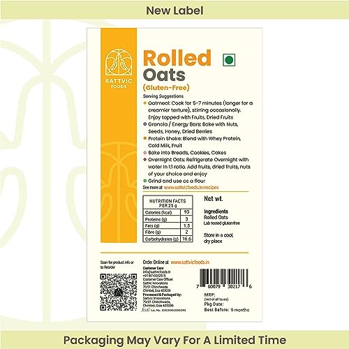 Image of Sattvic Foods Jumbo Rolled Oats (4.5 kg) | Gluten-free, Large Old Fashioned Rolled Oat Flakes | High in Fibre and Protein | Make Oatmeal, Overnight Oats, Muesli, Granola bars, Use in Baking