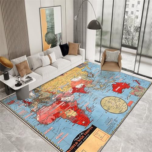 Tapis salon doux bleu 200x280cm lavable machine décoratif - 2