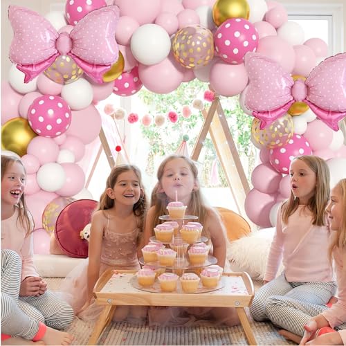 Image of 36 Inches Bow Foil Balloon Huge Bowtie Pink Balloon for Baby Shower, Wedding, Kids Theme Party Decoration (Pink gold)