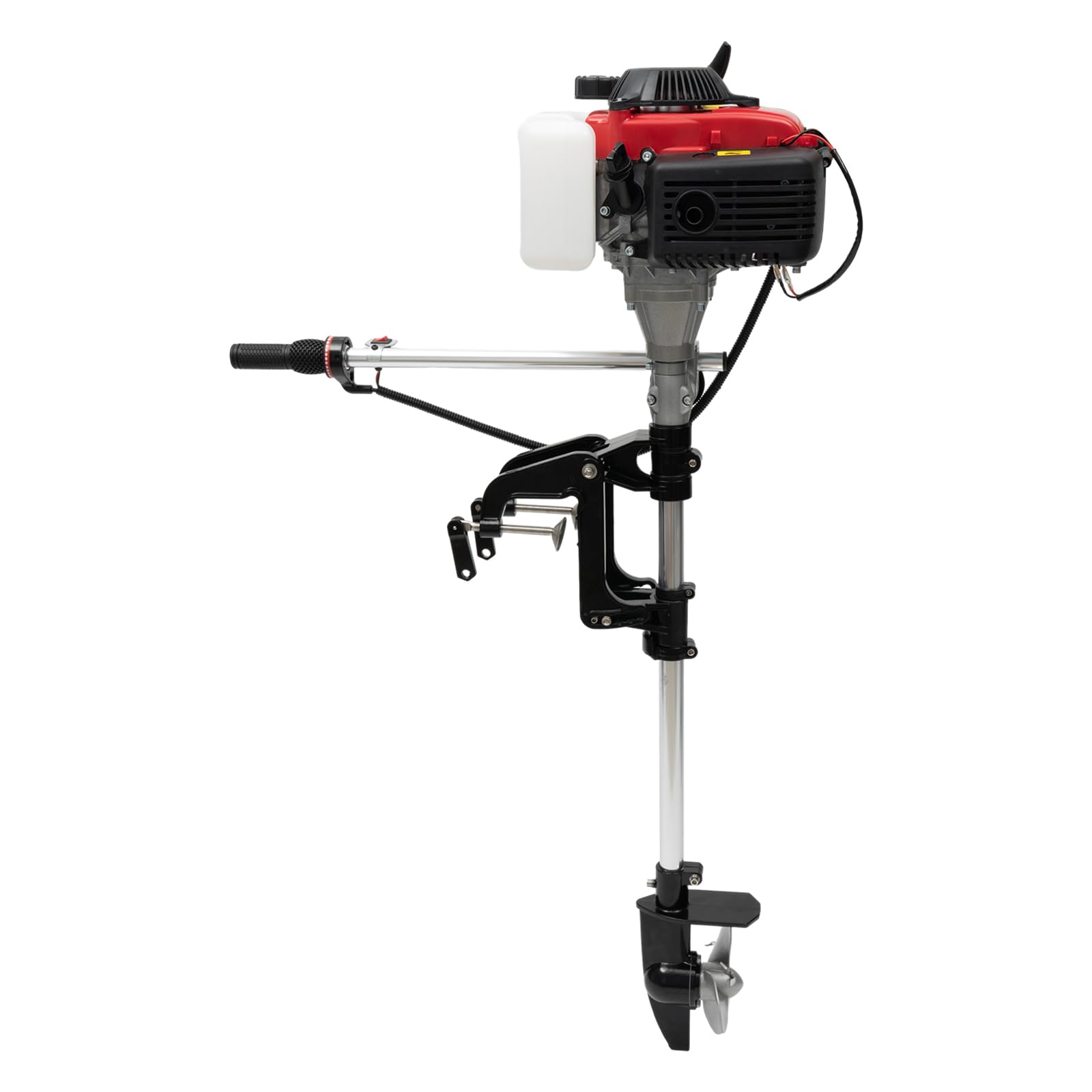 4 Stroke 1.6KW Outboard Motor, 53.2CC 15km/h Heavy Duty Inflatable Fishing Boat Engine with Air Cooling Handle Steering Marine Boat Motor for Inflatable Boat Kayak Canoe Sailboat