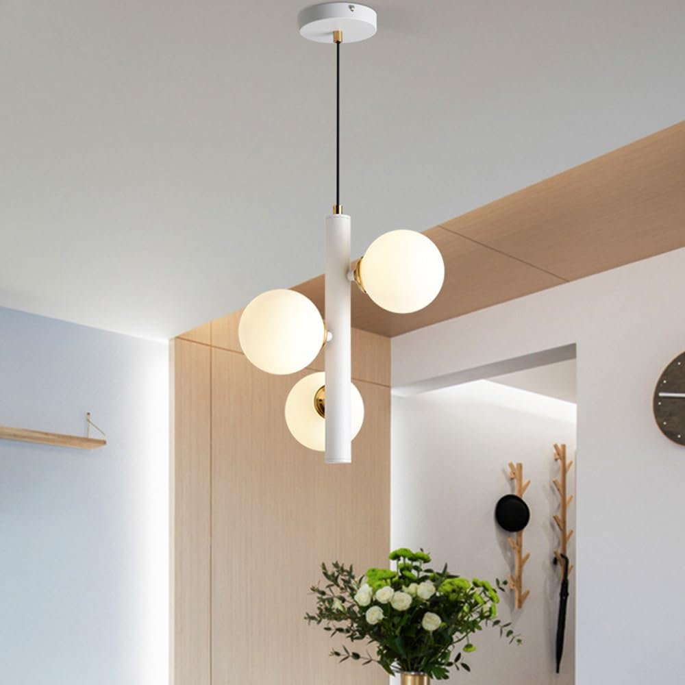 RRJJ chandelier Postmodern Dining Room Pendant Light Fixtures with 3 Spherical Glass Shade, Lighting Decor Chandelier Entryway Foyer Ceiling Hanging Lighting for Children's Room Kitchen