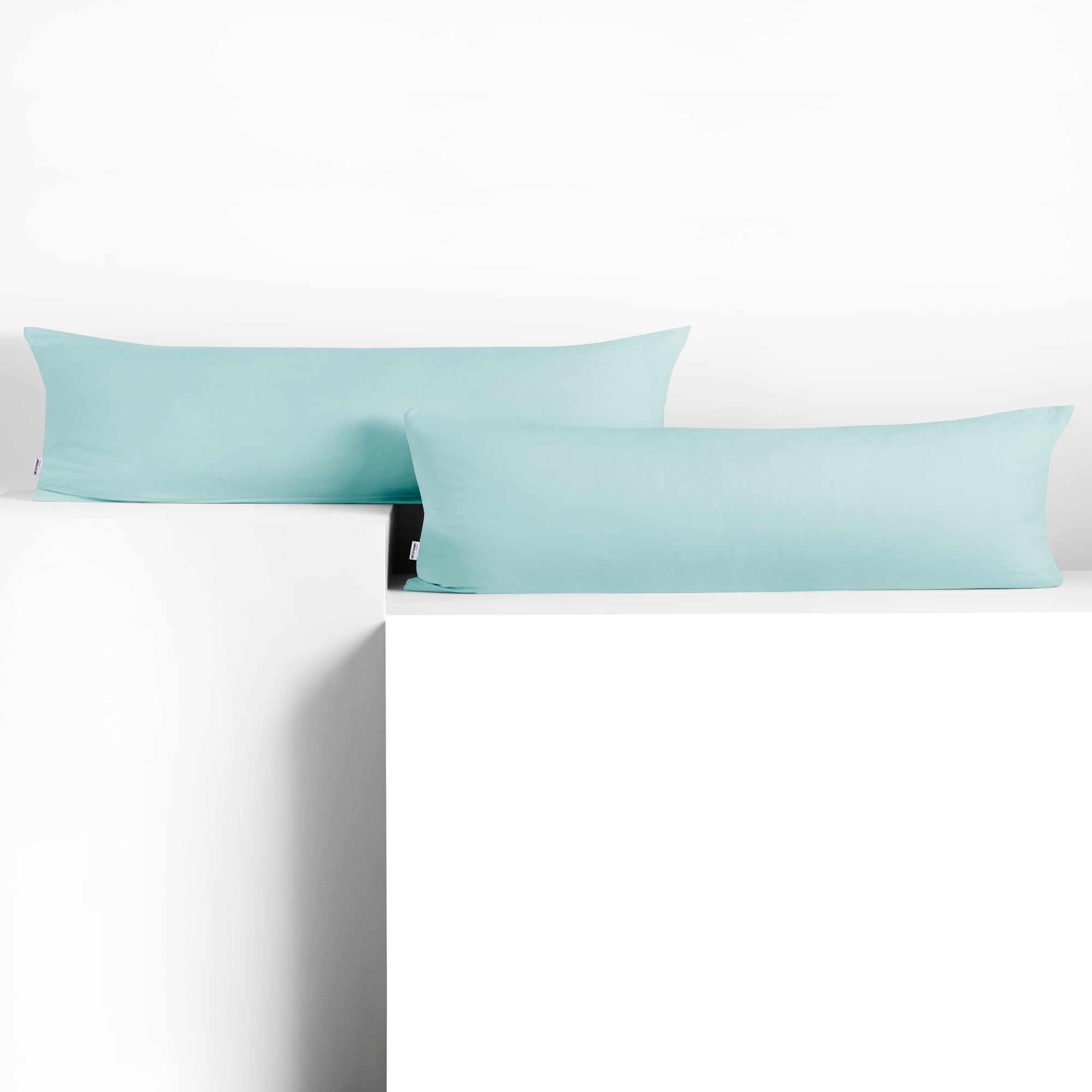 DecoKing 2 x Pillowcases 20 x 145 cm Jersey Cotton Zip Light Blue Amber