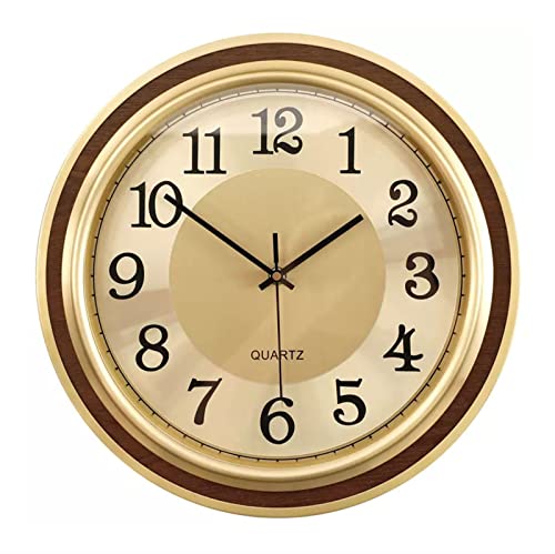 Horloge murale décorative avec cadre en laiton doré chic et silencieuse