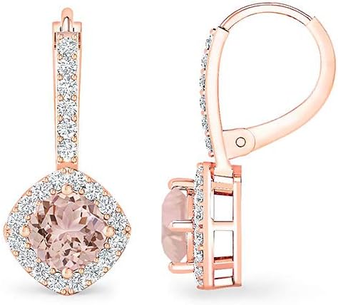 Miniatura 2 de Inspereza Aretes colgantes de oro de 14 quilates con gemas redondas y diamantes (color G-H, claridad I2)