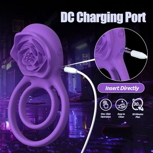 vibrating cock ring with rose clitoral stimulator pleasure penis ring vibrator couples adult sex toys for men women 7 vibrations male couple sex toy clitoris vibrator cock rings vibrators for men