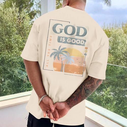 God is Good Christian Shirts for Men Hawaiian Beach Graphic Tees Shirt Oversized Faith Tshirt Summer Baggy Clothes3