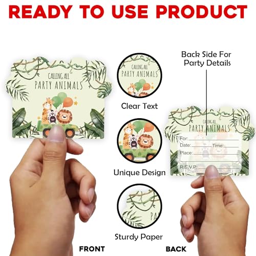 Image of Party Propz Birthday Invitation Cards - 25 Pcs, Invitation Card for Kids, Jungle Theme Invitation Card for Birthday, Invitation Cards for Party Celebration, Boys, Party Invitation