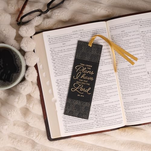 Image of Christian Art Gifts Premium Faux Leather Bookmark: I Know the Plans