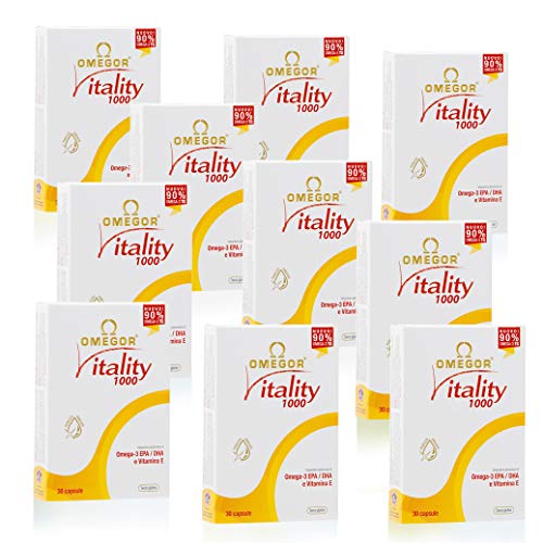omegor Vitality 1000 - Huile de Poisson Sauvage avec 90% d'Oméga-3 TG, 30 Gélules, Lot de 10 Cover