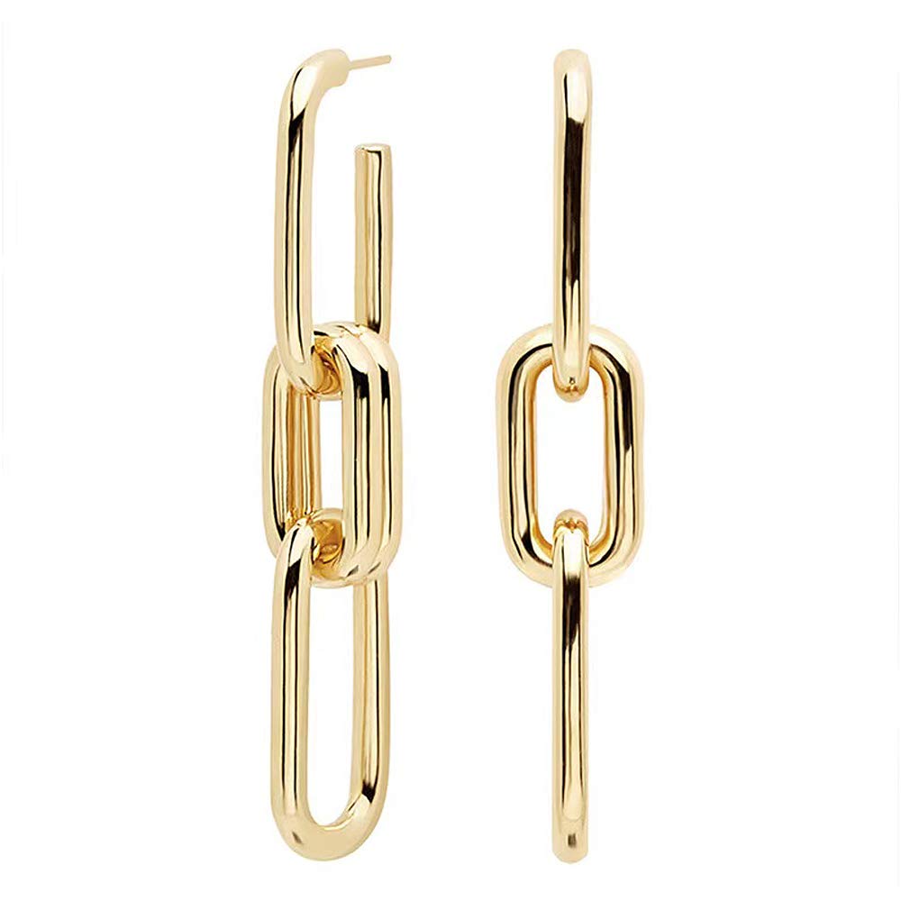 French Link Chain Drop Earrings Minimalist paperclip Chain Dangle Earrings for Women Girls