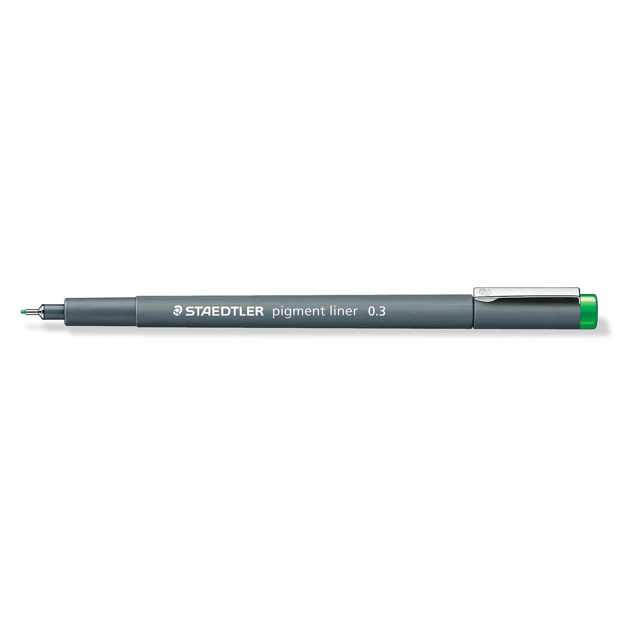 STAEDTLER308 03-5 VE Pigment Liner (Fineliner with Pigment Ink, Waterproof, Lightfast, Permanent, Line Width 0.3 mm, Case with 10 Pigment Liners) Green