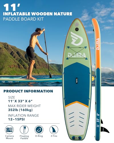 DAMA Premium Inflatable Stand Up Paddle Board (6 inch Thick), sup Board for Adults, SUP, Yoga Boards, Fishing Paddle Boards w/SUP Accessories, 4pcs Kayak Paddle, 32” Wide Stance, Non-Slip Deck - Image 3