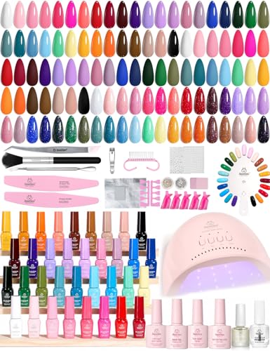 Image of Beetles Gel Nail Polish Kit with U V Light -35 Colors Gel Polish Set 68 Pcs One Color One Bottle Mood Mosaic Nail Kit with Top Base Coat Beauty Must Have DIY Salon Manicure Gifts for Women