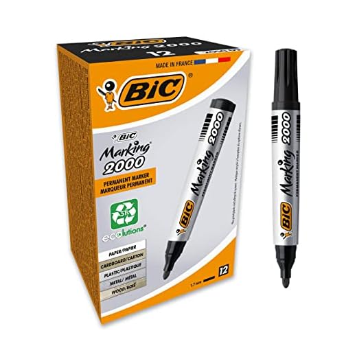 BIC Marking 2000 ECOlutions marcadores permanentes punta media - Negro, Caja de 12 unidades